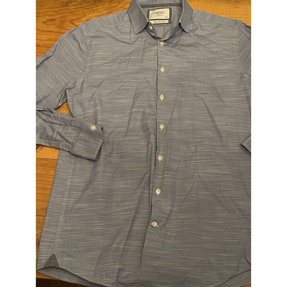 Charles Tyrwhitt Blue Button Down Shirt 16.5/35in Extra Slim Fit